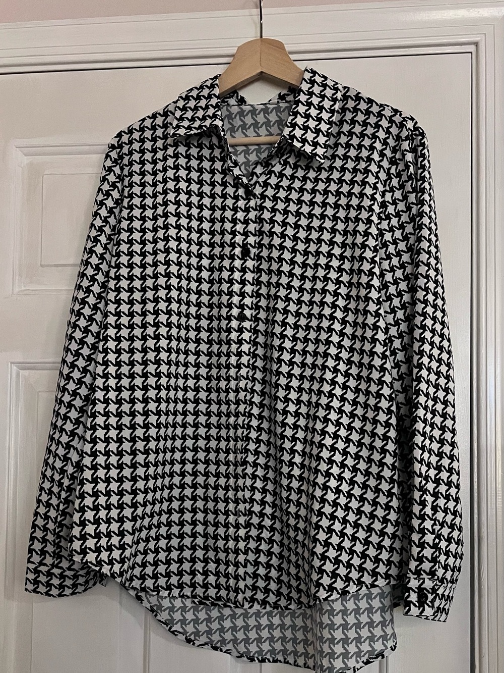 Black & White Patterned Button-Up Shirt